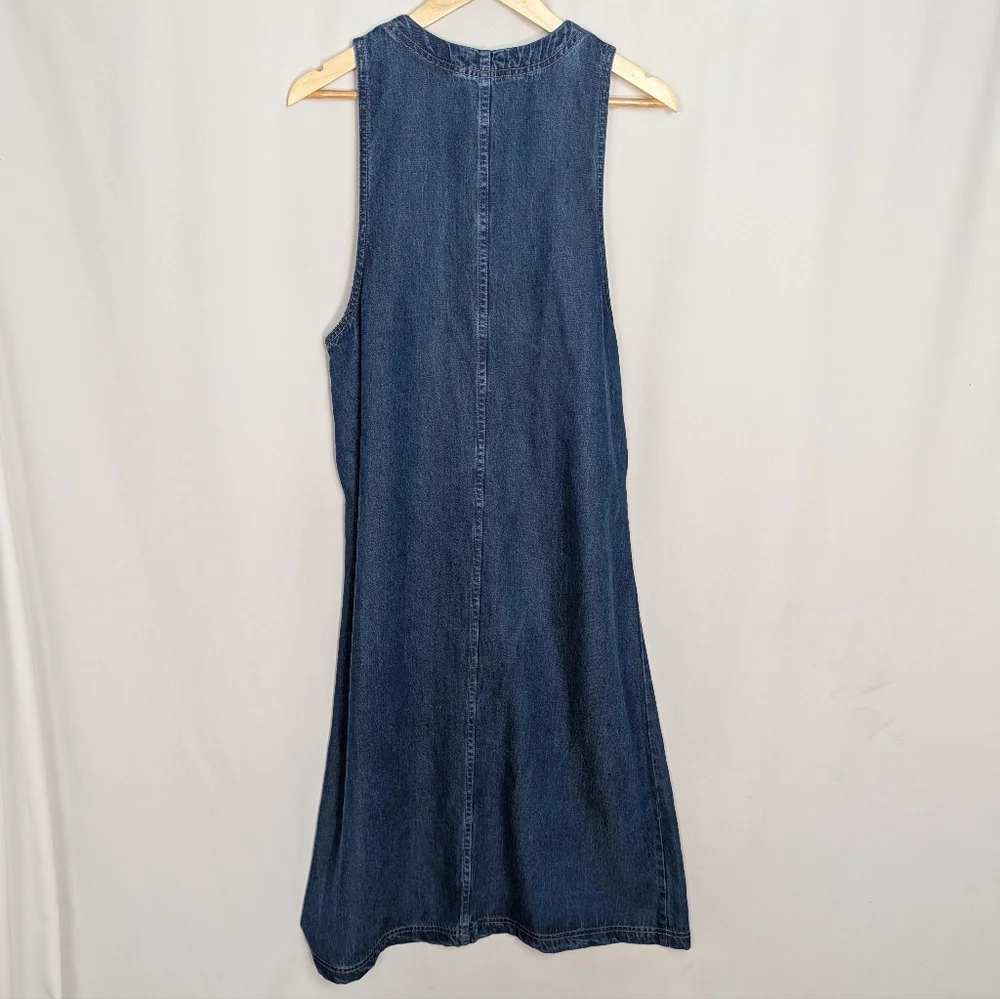 Denim Sleeveless A-Line Midi Dress - Picture 2 of 9